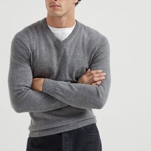 Brunello Cucinelli Cashmere Wool Blend V-Neck Sweater Size L